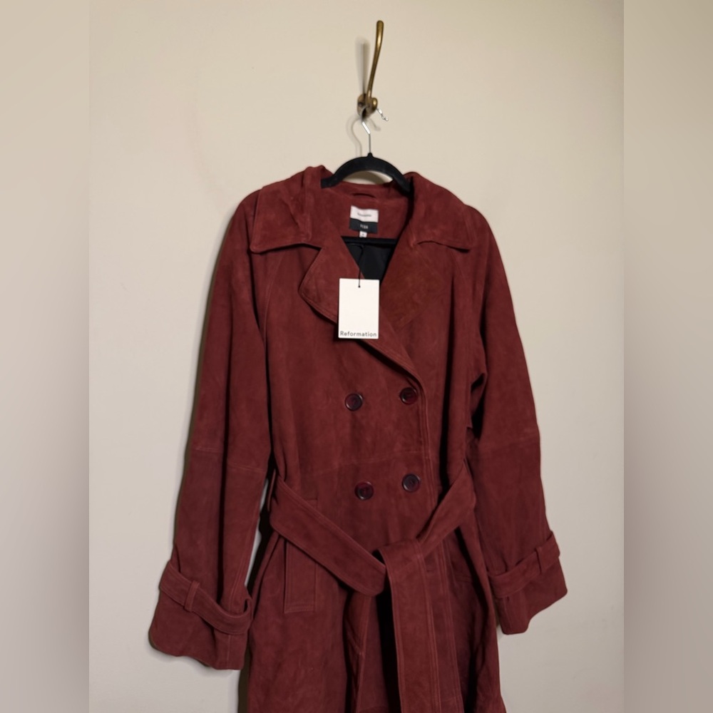 NWT Reformation Veda Ashland Suede Trench Coat - Picture 4 of 8